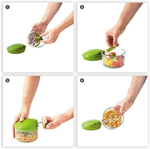 Green manual pull string food chopper — photo 3