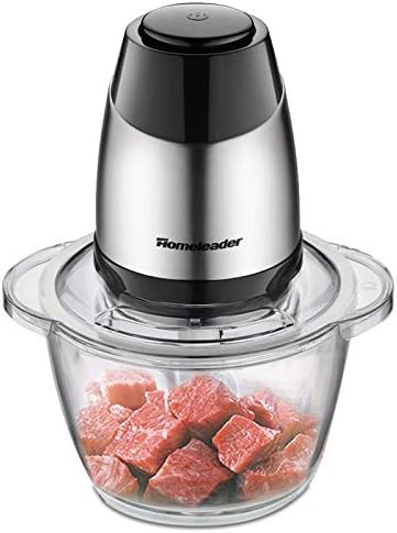 Electric food chopper with five cup glass bowl