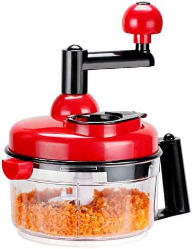 Red hand crank large food processor