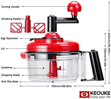 Red hand crank large food processor — photo 5