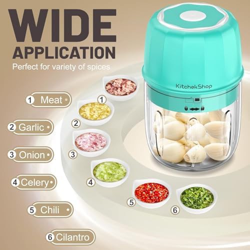 Green cordless mini garlic and spice chopper — photo 4