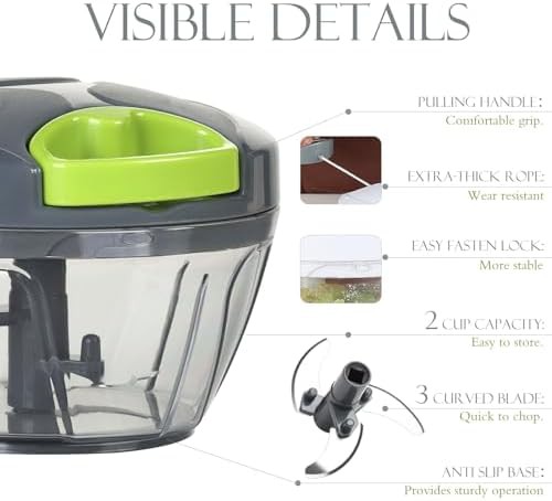 Compact grey manual food chopper 500ml — photo 4