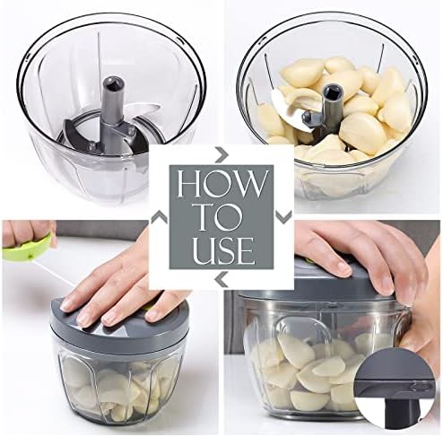 Manual pull string vegetable chopper 650ml grey — photo 5