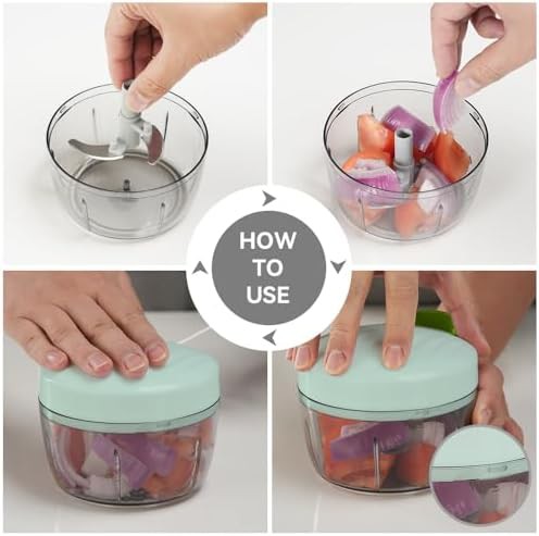Green manual onion chopper with three blades — photo 4