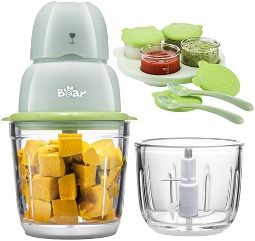 Baby food puree blender with two glass bowls