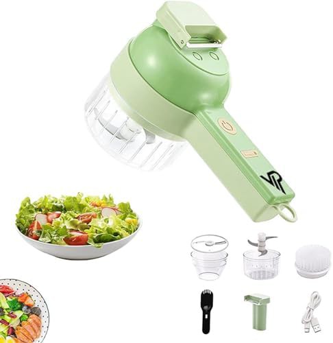 Green cordless portable vegetable slicer