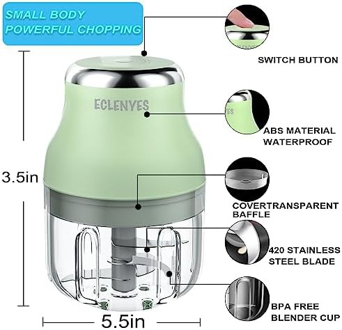 Green mini rechargeable garlic chopper — photo 5