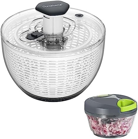 Large salad spinner and manual food processor