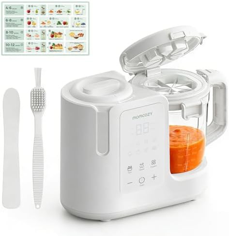 White baby food maker with stainless steel parts