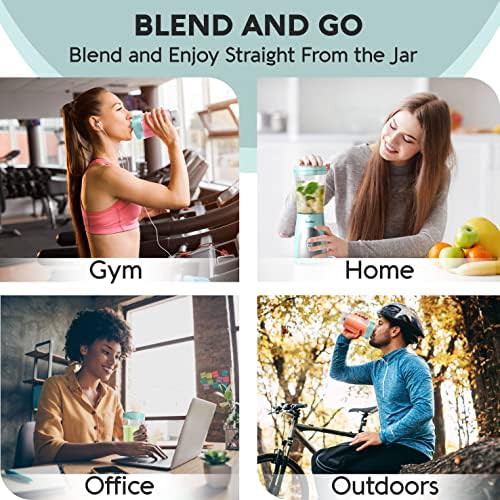 Turquoise personal blender with travel cup — photo 3