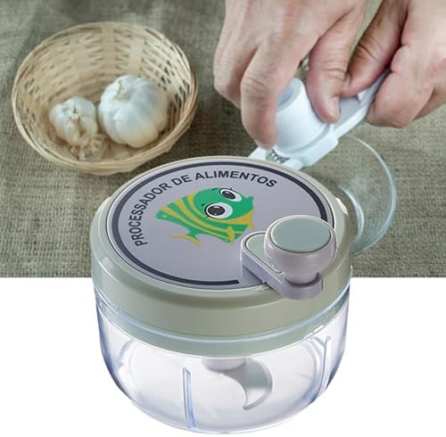 Green manual hand crank garlic chopper — photo 3