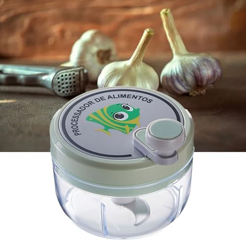 Green manual hand crank garlic chopper — photo 4