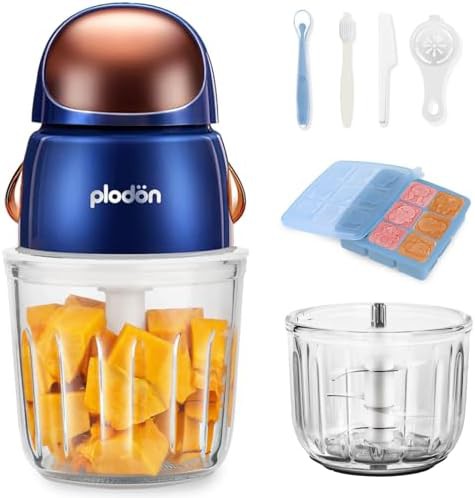 Electric baby food processor with two glass bowls