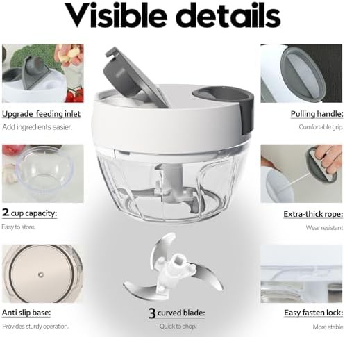White mini manual chopper with feeding inlet — photo 3