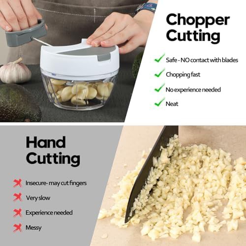White mini manual chopper with feeding inlet — photo 5