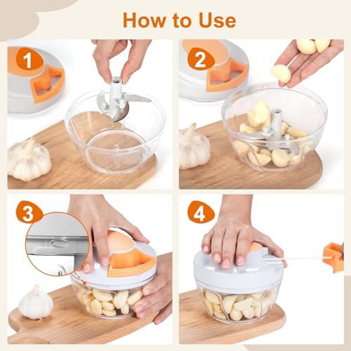 White manual pull string chopper 500ml — photo 3