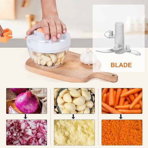 White manual pull string chopper 500ml — photo 5