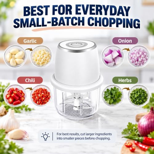 Cordless electric garlic chopper with glass bowl — photo 4