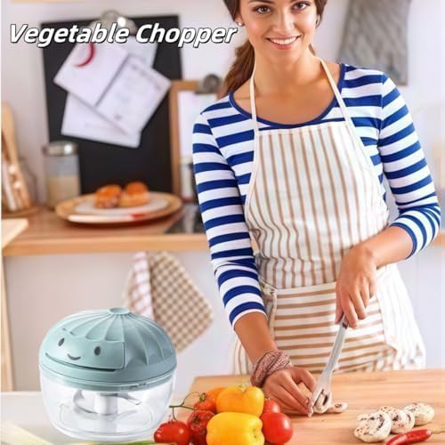 Manual blue pull string vegetable cutter — photo 3