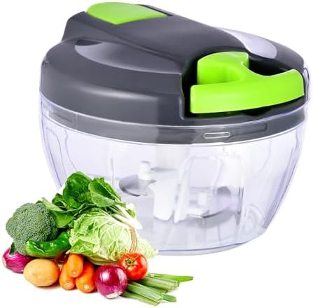 Compact manual garlic mincer in green
