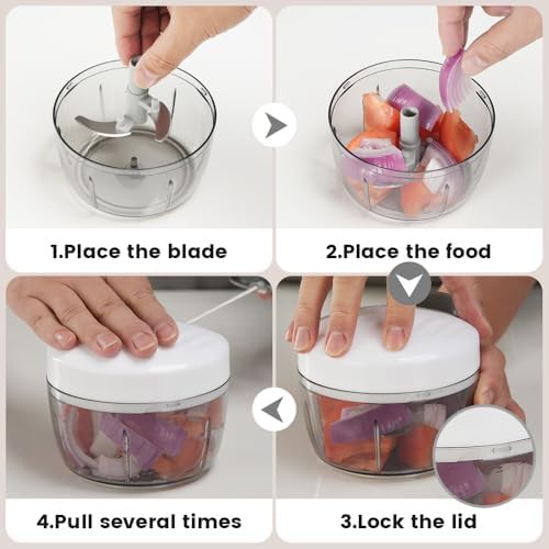 Grey mini hand pull kitchen chopper — photo 4