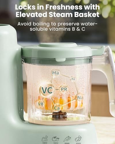 Green baby food steamer and blender machine — photo 3