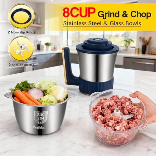 Electric meat grinder with two bowls — photo 4