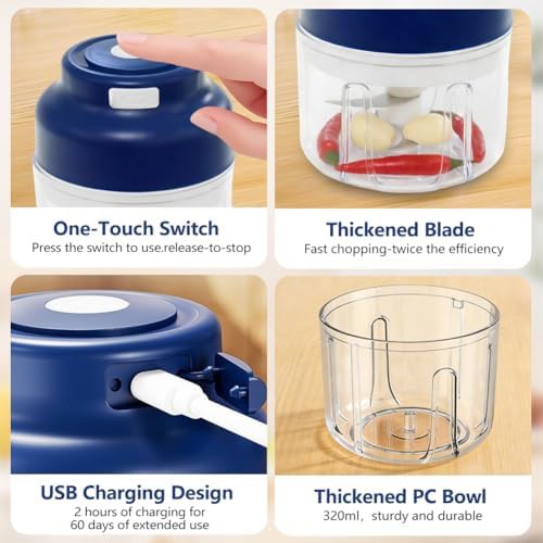 Wireless garlic chopper with six blades — photo 4