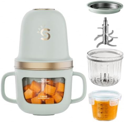 Green glass baby food maker with sleeve