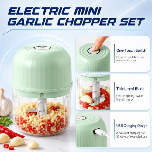 Blue cordless mini garlic chopper — photo 3