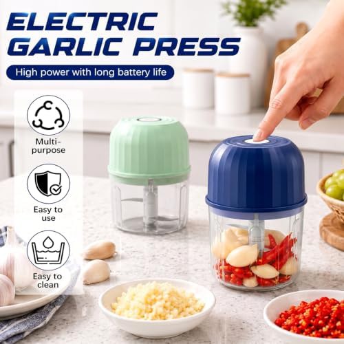Blue cordless mini garlic chopper — photo 4