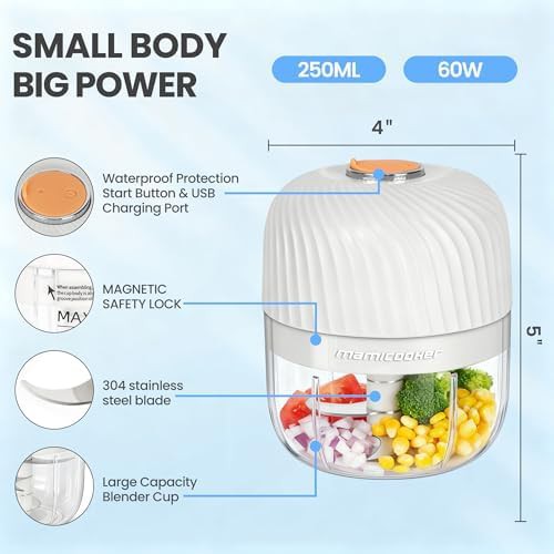 White electric mini garlic chopper 252ml — photo 3